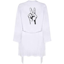 'Peace Hand Sign' Adult Dressing Robe / Gown RO052906 