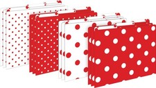 File Folders - Set of 12 Red & Dot Letter Size Folders, 14pt Stock, Multi-Des...