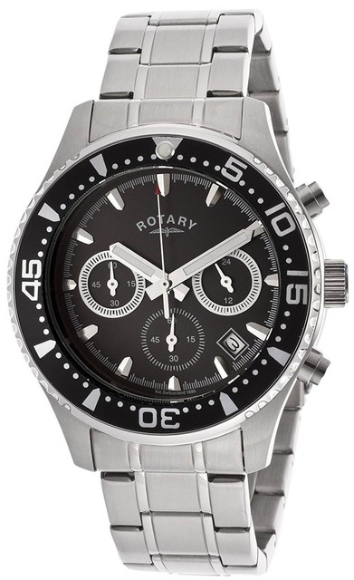 rotary men's sports stainless steel chronograph watch