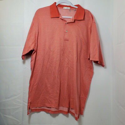 Peter Millar Polo Shirt Mens XL Vneck Red Cotton Sport Golf Outdoor Solid Casual