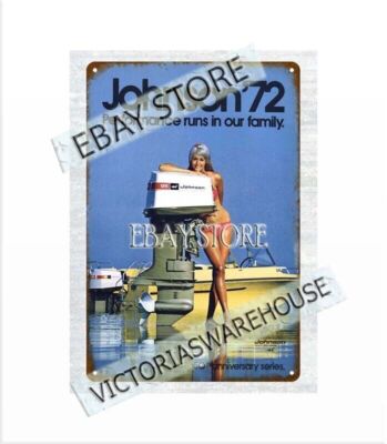Johnson 72 outboard boating motoring fishing marina metal tin sign ...