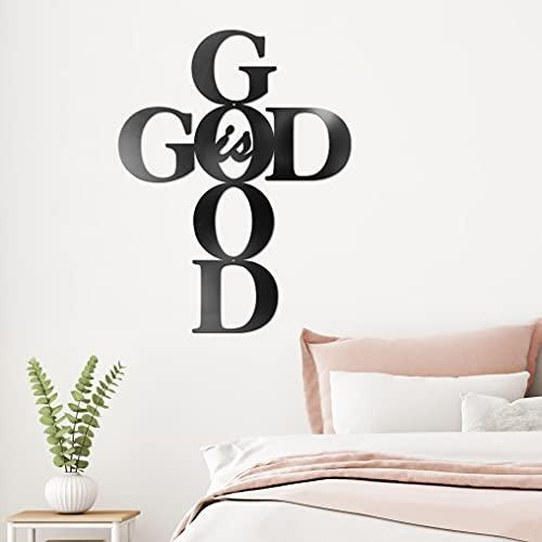 Vivegate God is Good Metal Signs Decor, Black Metal Cross God is Good Sign Wall - Picture 9 of 9