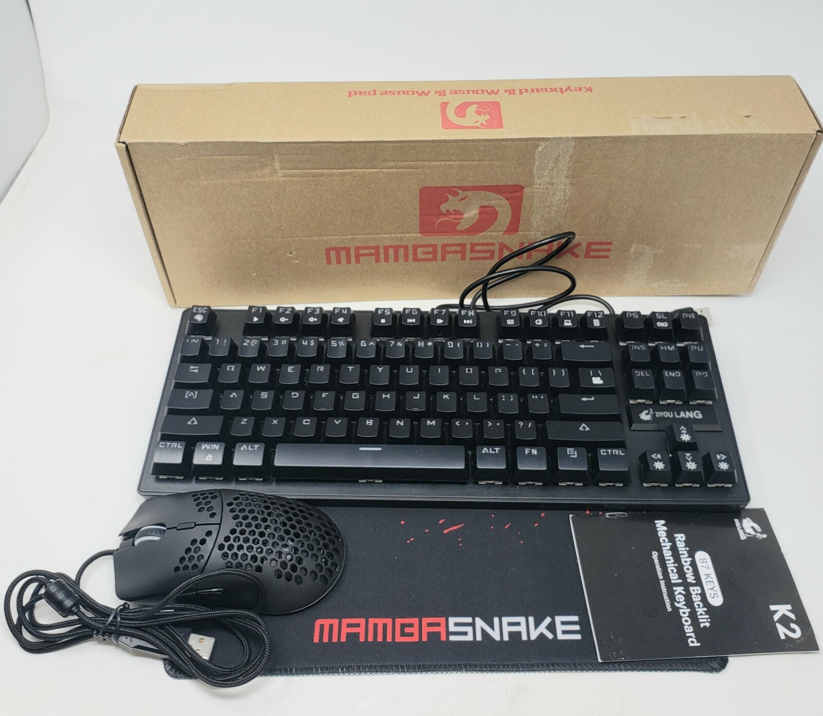 Gaming Keyboard Mamba Snake Mechanical Switch Mini 87 Keys Wired 