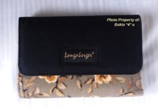 NEW Longaberger MEDIUM WALLET in Khaki Floral  Black Fabric-Billfold- FREE SHIP