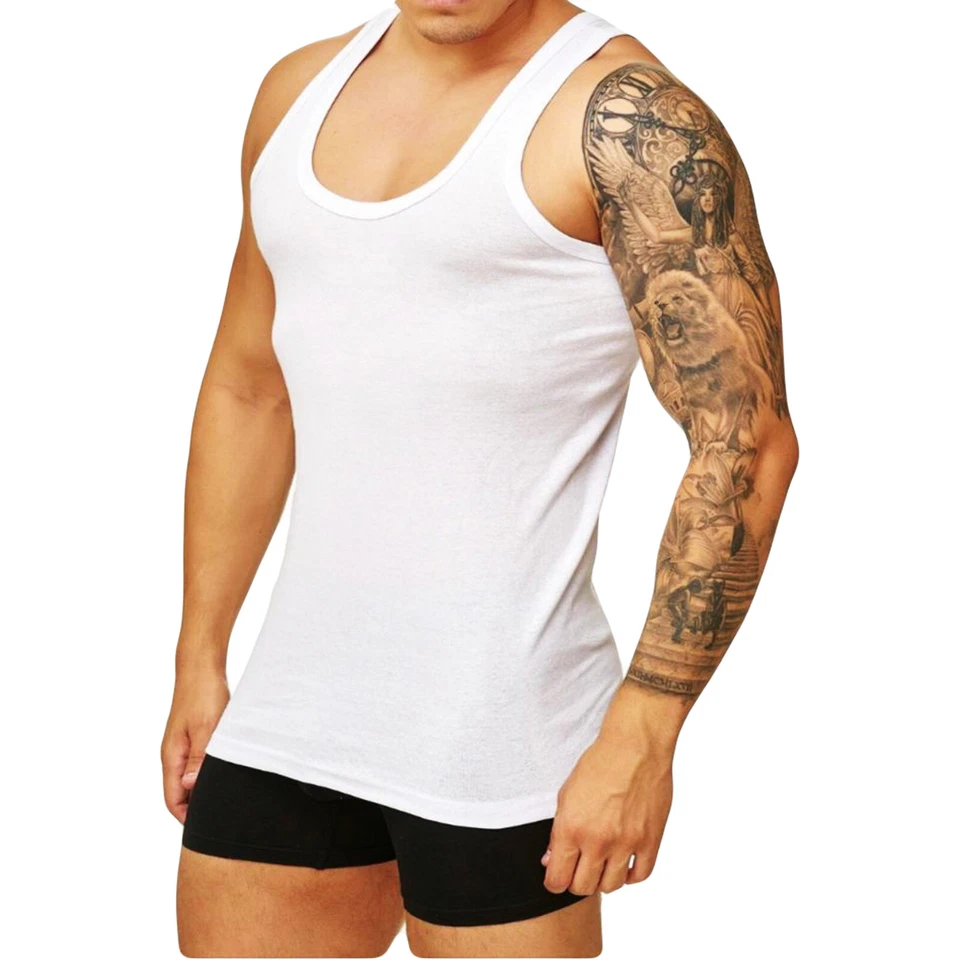 Herren Unterhemd 4er Pack Feinripp Baumwolle Tanktop Achselhemd Muskelshirt - Bild 4 von 4