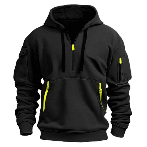Men's Hooded Hoodie Zipper Multi-Pocket Pullover Jacket Sports Casual Sweatshirt - Picture 19 of 32