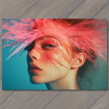 Art Print  Girl Pink Spikes Vibrant Beauty Bold Surreal Portrait Dreamlike