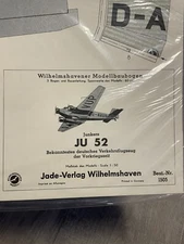 Vtg  Paper Model Kit Plane Junkers JU 52 Jade-Verlog Wilhelmshaven