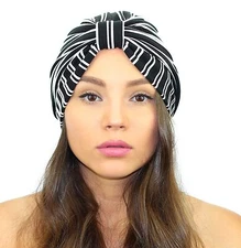 Kristin Perry Pinstripe Full Turban Headband Hat