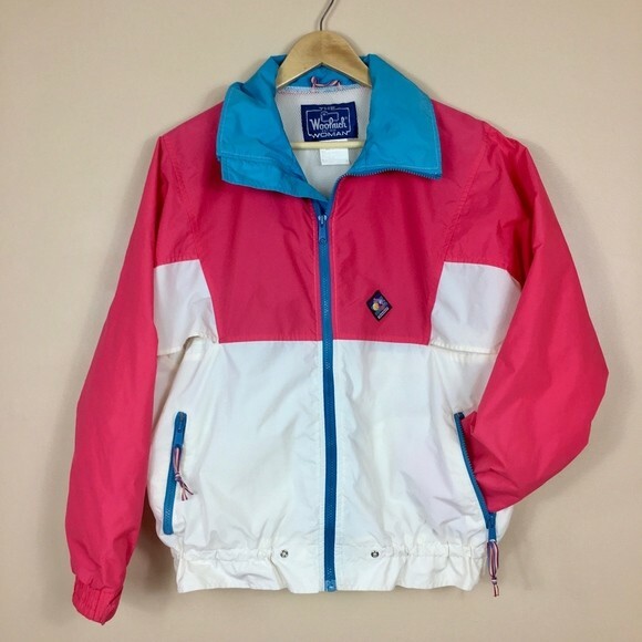 Vintage 90s Purple Green Orange Woolrich Sigmet Gear Zip-Up Fleece Jacket Small