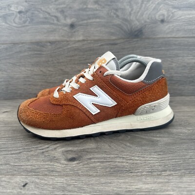 New Balance 574 Women's Size Casual Shoe Orange Suede