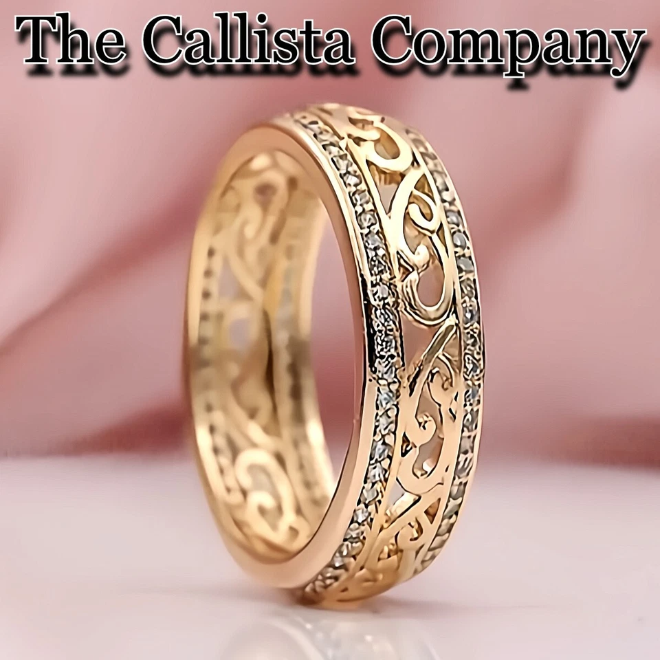 30K+ Sold LAB-CREATED RD CUT CLEAR 3A+ CZ GOLD or SILVER ETERNITY BAND SZ 5-9 ✓ - Image 4 of 4