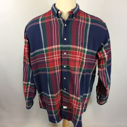 复古80 年代90 年代grunge 法兰绒格子工作衬衫ralph Lauren Polo 冲浪滑板xl Ebay