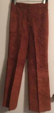Vintage 1970's Bakalli Cognac Brown 100 Genuine Suede Leather Pants 12 NWT