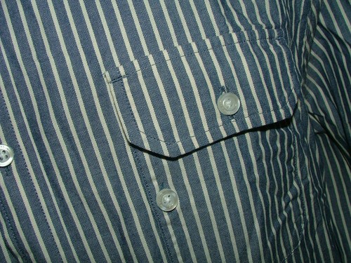 NEW WT FIVE FOUR CASUAL SHIRT SIZE XL COTTON WHITE BLUE STRIPED #140 - Picture 5 of 6