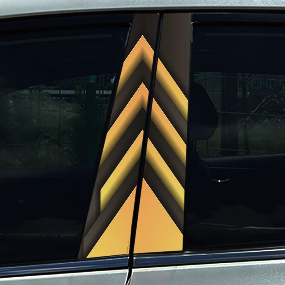 2x Yellow Black Honeycomb Auto B Pillar Waterproof Cover Car Doors Pillar Decals