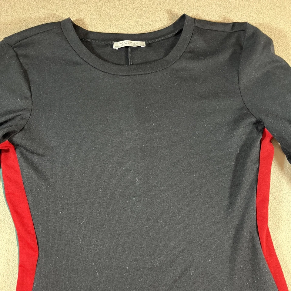 Zara Trafaluc 连衣裙女式 M 条纹红色绿色弹力紧身修身性感 — 第 3/4 张图片