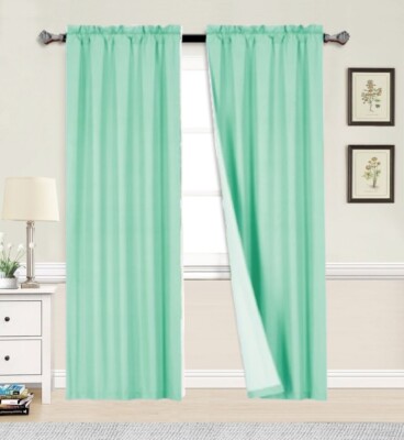 2pc light blocking window curtain panel  microfiber mate blackout solid R64