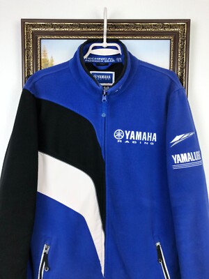 Yamaha Paddock Racing Fleece Jacket Blue Mens NASCAR Rare Ferrari