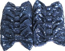 Set of 12 Large 5 inches Navy Blue Sequin Bows,DIY Wholesale Bows/ NO CLIP