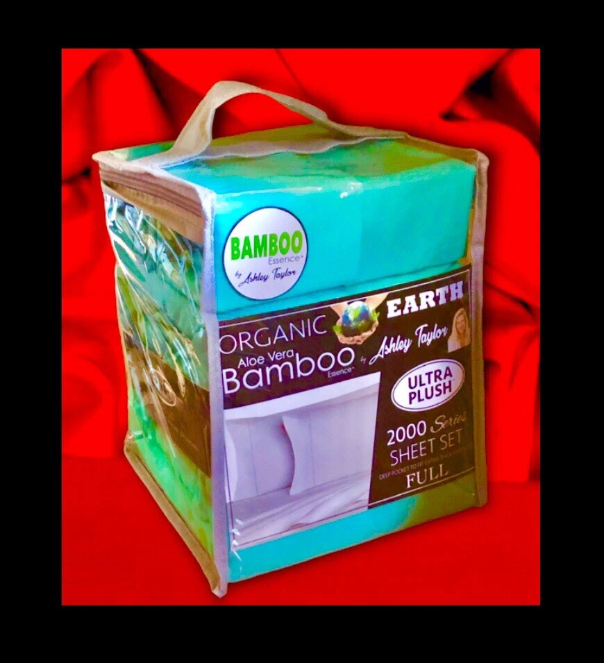 *JUEGO DE SÁBANAS TAMAÑO COMPLETO Ashley Taylor Aloe Vera Bambú DeepPocket 2000 CONTADOR DE HILOS Foto 2 de 4