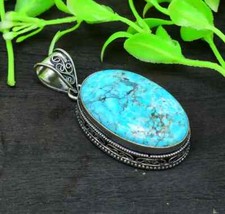 Blue Turquoise Gemstone Handmade 925 Sterling Silver Jewelry Gift to her Pendant