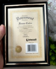 NEW Vtg 5X7 Black Gold INTERCRAFT Metal Picture DOCUMENT FRAME PHOTO w/o Glass