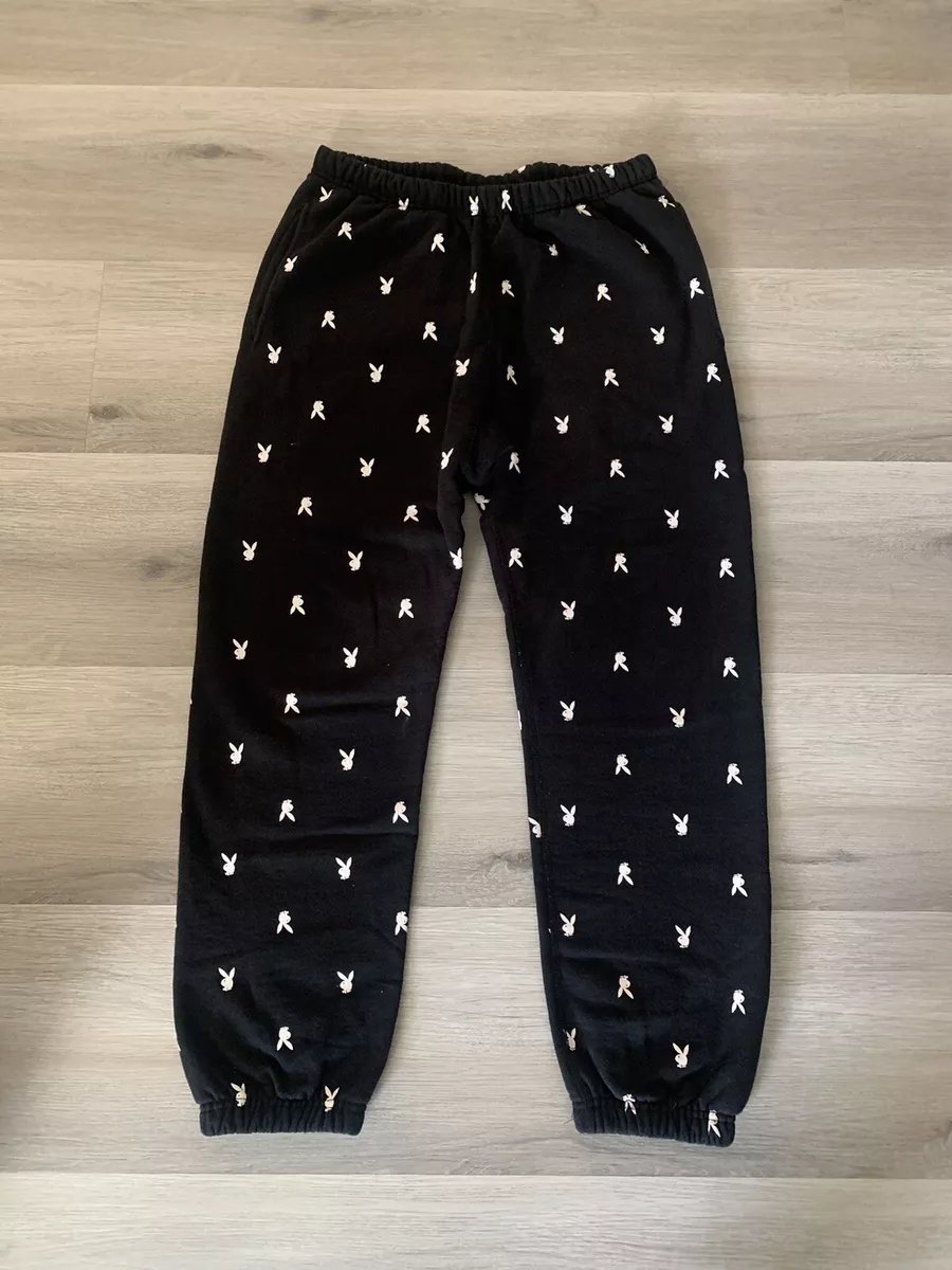 Supreme Playboy Allover Sweatpants FW15 Size Medium Black Sweats Denim