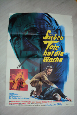 SIEBEN TOTE HAT DIE WOCHE Michel Auclair  A1 Filmplakat Filmposter gefaltet