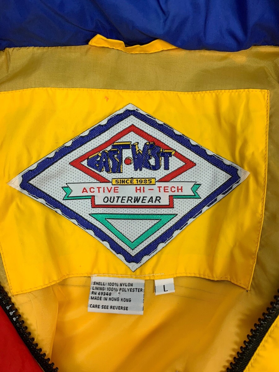 Vtg 80s 90s East West Mens Neon Ski Jacket Sz L Retro Colorblock