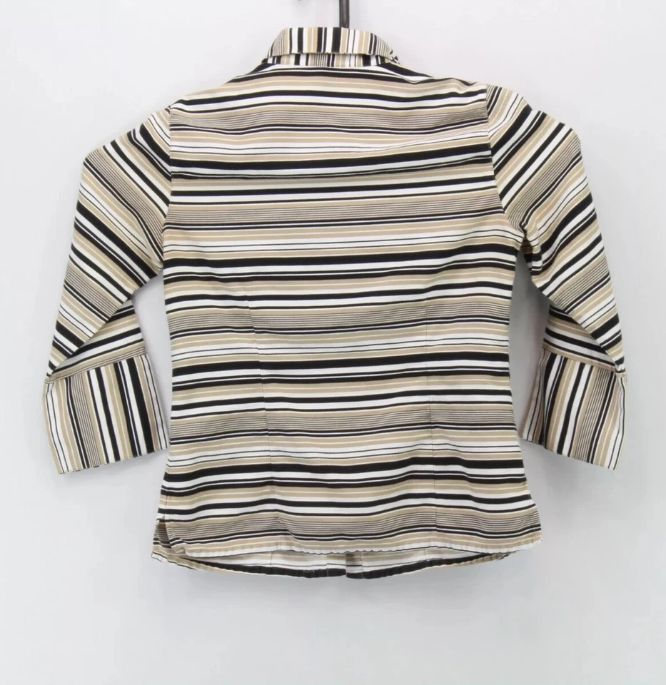 Camisa deportiva Geoffrey Beene para mujer mediana abotonada manga 3/4 multicolor a rayas Foto 2 de 4