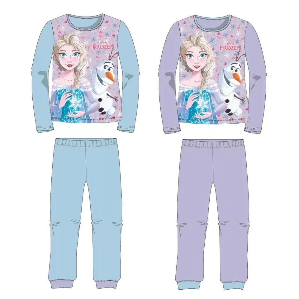Schlafanzug Pyjama Frozen Elsa Disney 98 104 110 116 128 neu hellblau flieder