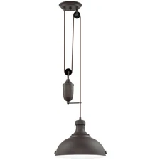 Kira Home Sequoia 13" Large Industrial Farmhouse Pulley Pendant Light