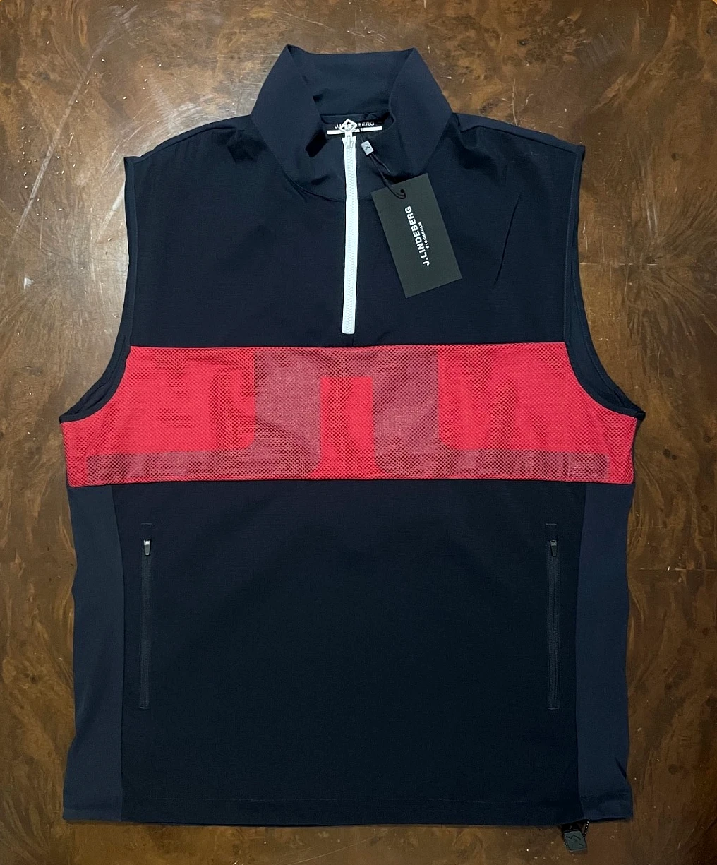 New Men's J Lindeberg Dean Wind Outerwear Navy Vest (GMOW08231-6855) Size 2XL image 1