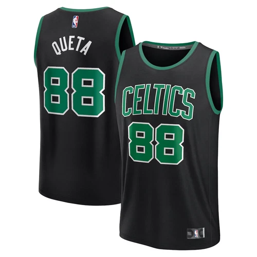 Neemias Queta Boston Celtics Black Fanatics Fast Break Jersey Men's Sz L NEW