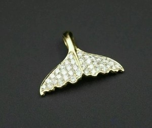 Authentic 1Ct Round Cut Lab-Created Diamond Tail Shape Pendant 14K Yellow Gold Plated