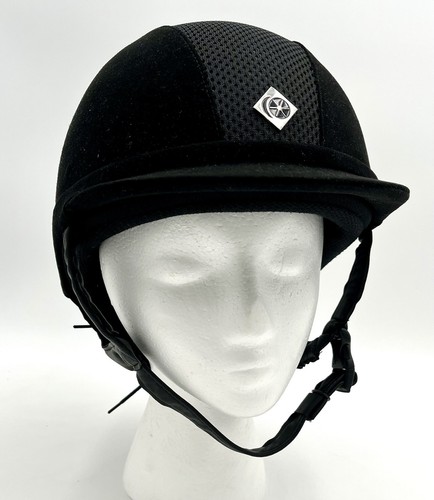 CHARLES OWENS Youth Ayr8 Black Equestrian Riding Helmet with Bag Size 7(57)