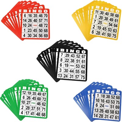 Large Multi Color Bingo Cards Set of 100 Durable Reusable Game Cards