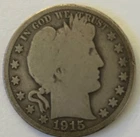 1915 D Barber Half Dollar G Good 90% Silver 50c US Type Coin Collectible