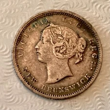 ~ 1864 New Brunswick  Canada Victoria 5 Five Cents