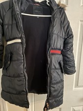 Tommy Hilfiger Coat Youth size 7 Navy Hooded Parka Puffer Coat Zip Closure