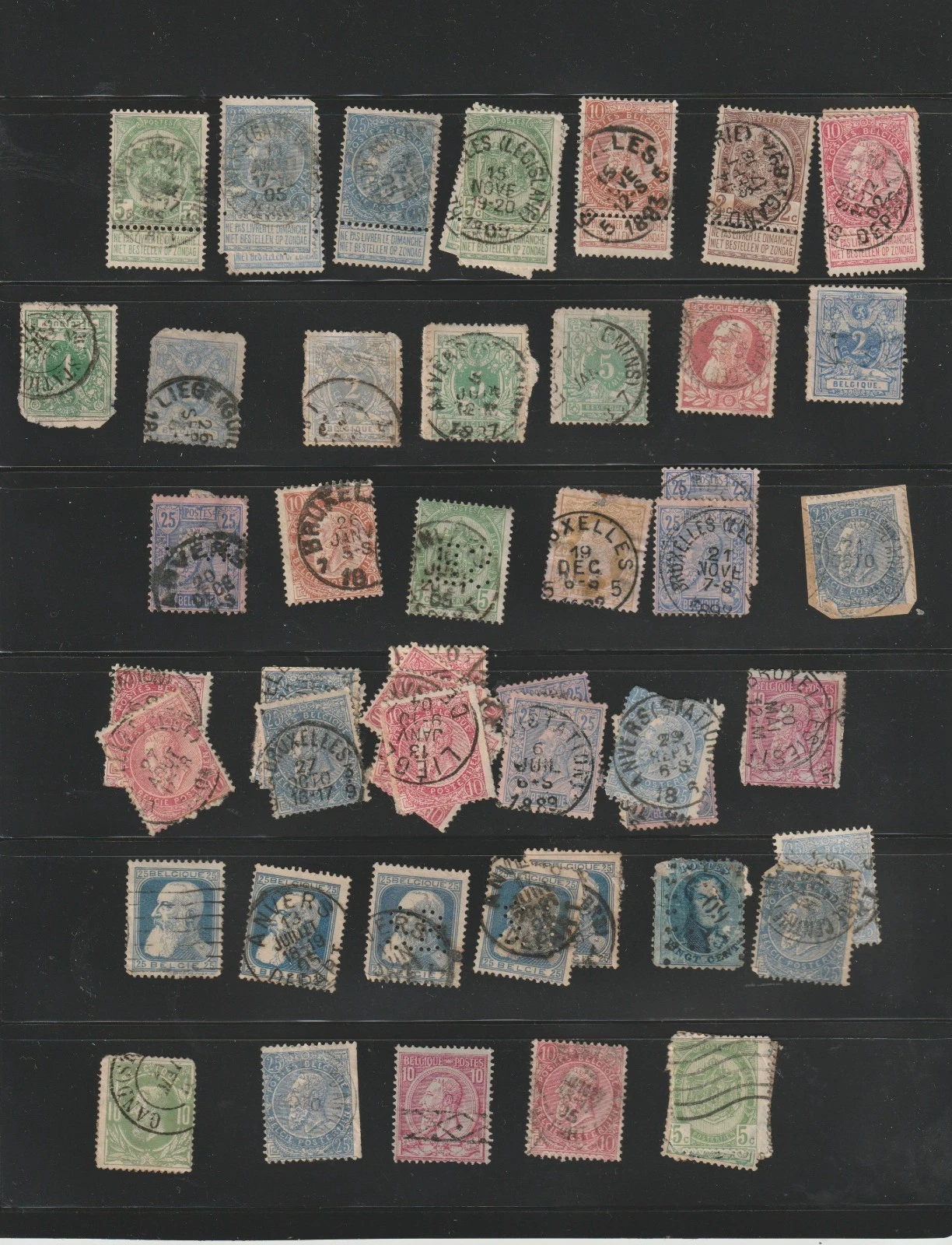 BELGIUM Stamp 1890-1930 Lot  of 40 uncheck used stamps image 1