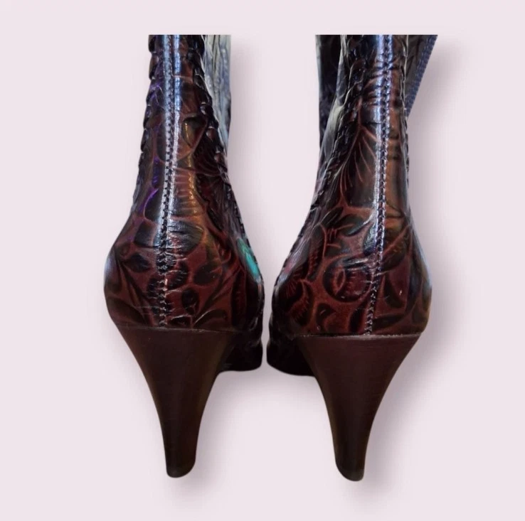 Antonio Melani Botines Marrón Floral Repujado Foto 3 de 4