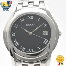 GUCCI 5500M Vintage Men’s Quartz Watch Black Dial Date 34mm Roman [Near Mint]