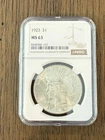 1923 $1 Peace Silver Dollar Coin NGC MS63