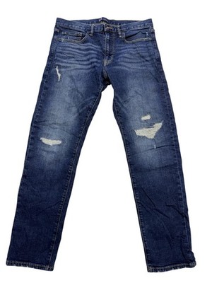 Gap Denim Slim Taper Jeans Mens 32x30 Blue Distressed Ripped Stretch Denim
