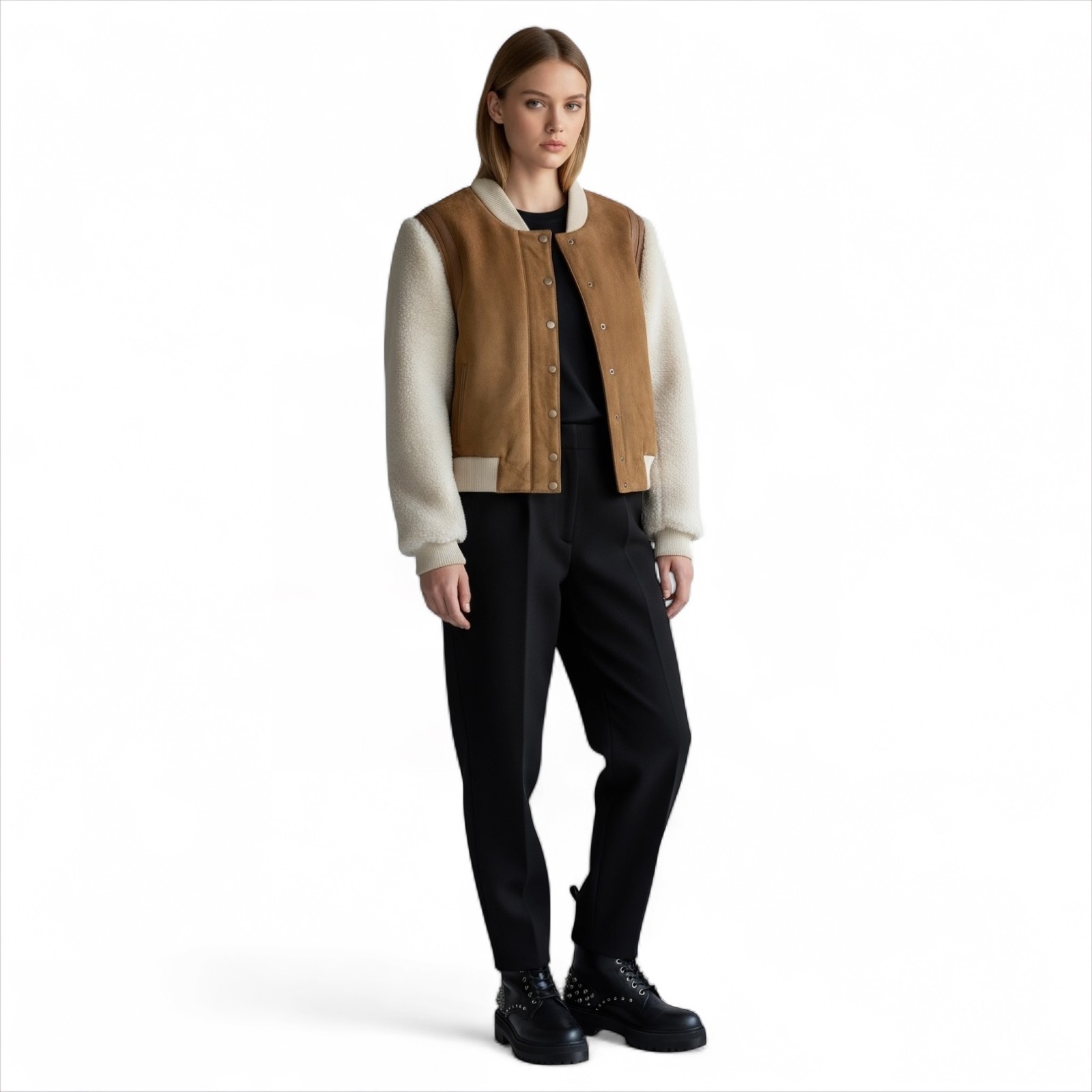 UGG SHEARLING BOMBER CHESTNUT SHEEPSKIN LEATHER WOMEN'S JACKET SIZE L NEW