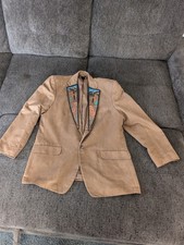 Vintage Blazer Jacket With Leather Repels Custom Handmade MJ Arrow Maker Loma Co