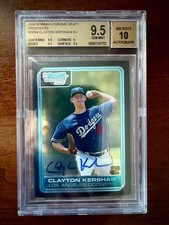 2006 Bowman Chrome Clayton Kershaw Rookie Autograph card BGS 9.5 w/Auto 10. rookie card picture