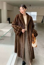 Women Real Mink Nerzmantel  Whole  Outwear REAL MINK FUR COAT  M 120cm, Ext Long
